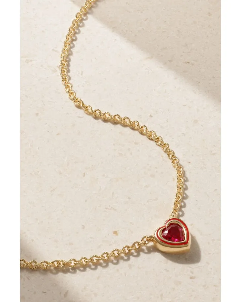 Alison Lou Madison Kette Aus 14 Karat Gold Mit Rubin Und Emaille - Rot Rot