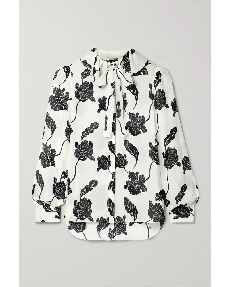 Adam Lippes Bluse Aus Crêpe De Chine Aus Seide Mit Blumenprint - Wollweiß Wollweiß
