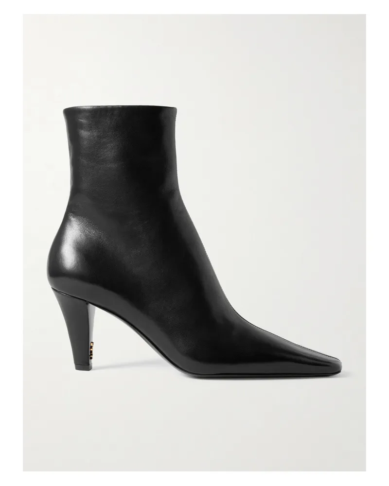 Saint Laurent Jill Embellished Leather Ankle Boots - Black Black