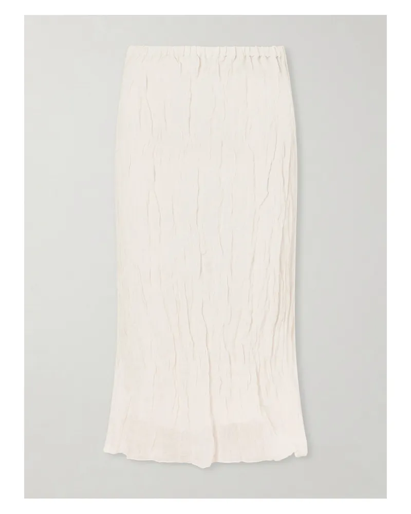 Róhe Crinkled Metallic Cotton-blend Midi Skirt - Neutrals Neutrals