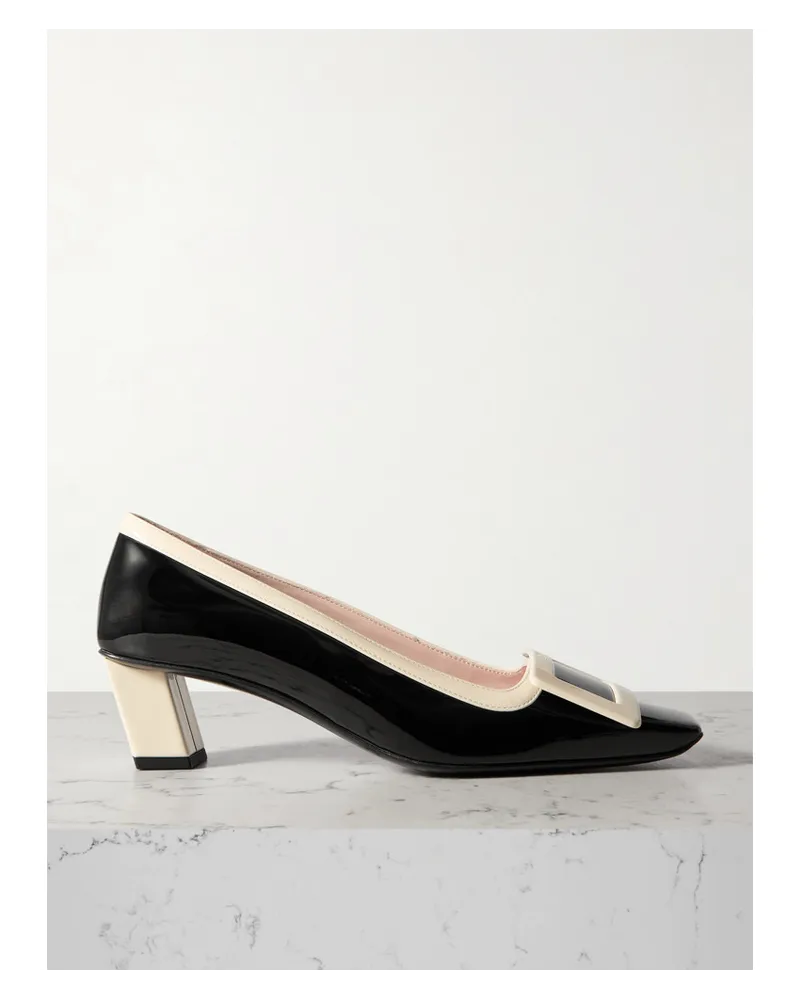 Roger Vivier Belle Vivier Zweifarbige Ballerinas aus Lackleder Schwarz