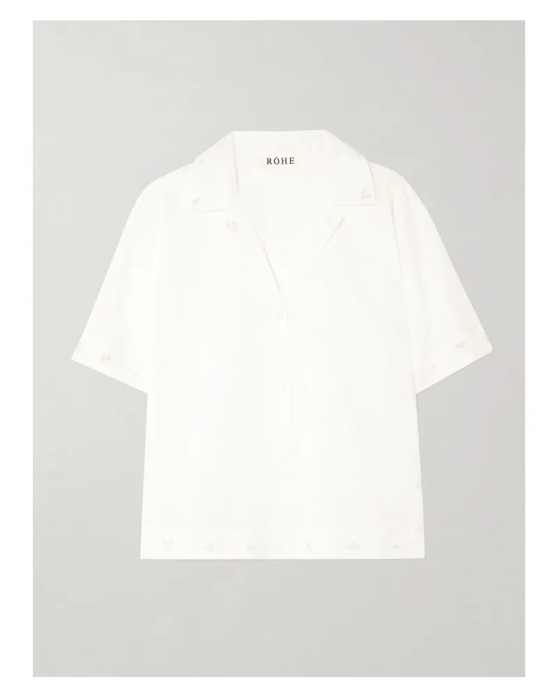 Róhe Hemd Aus Seidenorganza Mit Stickereien - Wollweiß Wollweiß