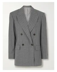 Brunello Cucinelli Blazer aus Wolle mit Nadelstreifen Grau