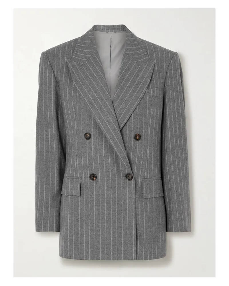 Brunello Cucinelli Blazer aus Wolle mit Nadelstreifen Grau