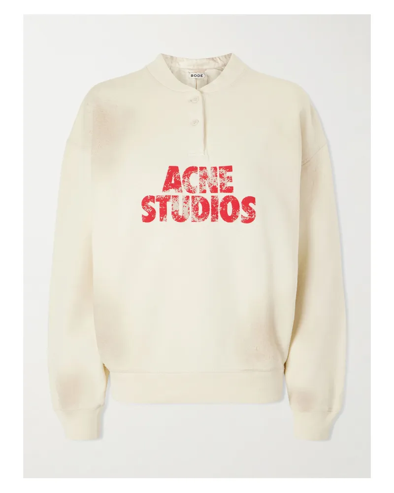 Acne Studios Printed Cotton-jersey Sweatshirt - Neutrals Neutrals