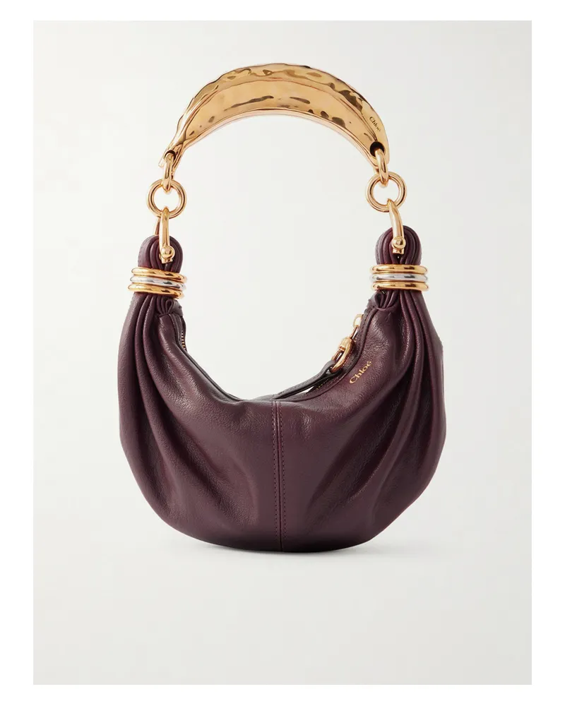 Chloé Bracelet Schultertasche Aus Strukturiertem Leder Mit Verzierungen - Burgunder Burgunder