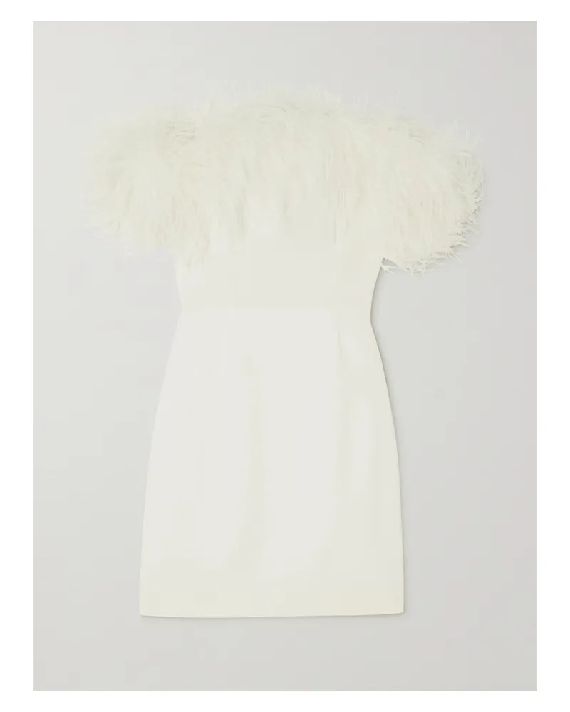 16ARLINGTON Ava Schulterfreies Minikleid Aus Crêpe Mit Federn - Elfenbein Elfenbein