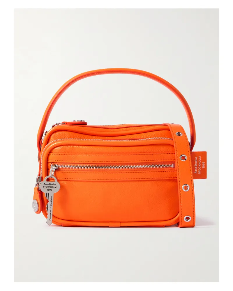 Acne Studios Embellished Textured-leather Shoulder Bag - Orange Orange