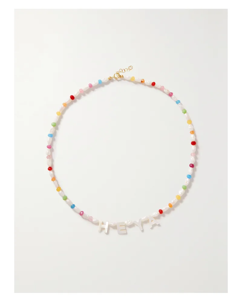 Roxanne First Heya Kette Mit Achaten, Perlmutt Und Details Aus 14 Karat Gold - Pink Pink