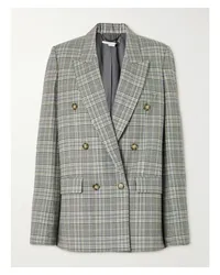 Stella McCartney Doppelreihiger Blazer aus Karierter Wolle Grau