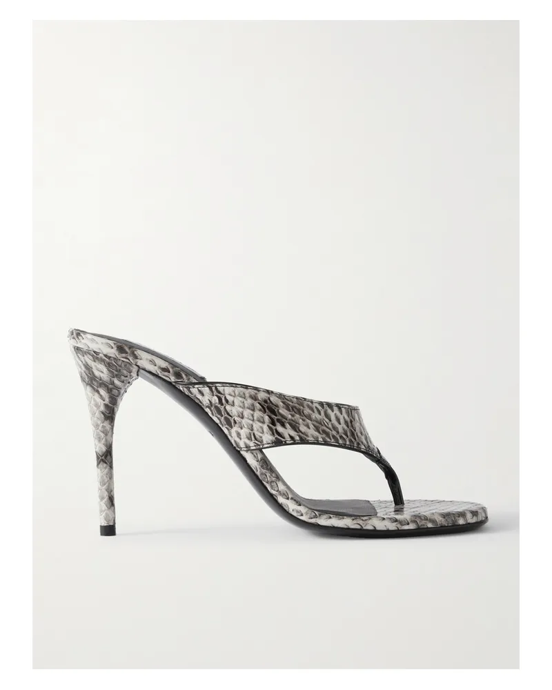 Alaïa Tong 90 Patent Leather-trimmed Elaphe Sandals - Animal print Animal