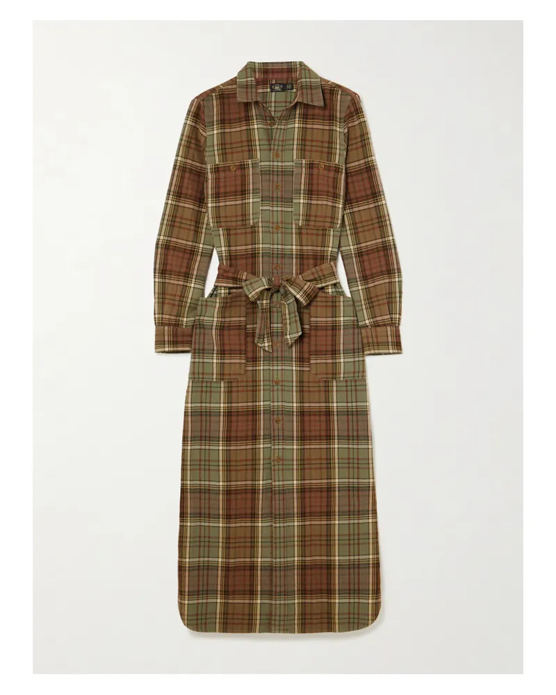 RRL Selina Maxi-hemdblusenkleid Aus Kariertem Baumwollflanell Mit Bindegürtel - Mehrfarbig Mehrfarbig