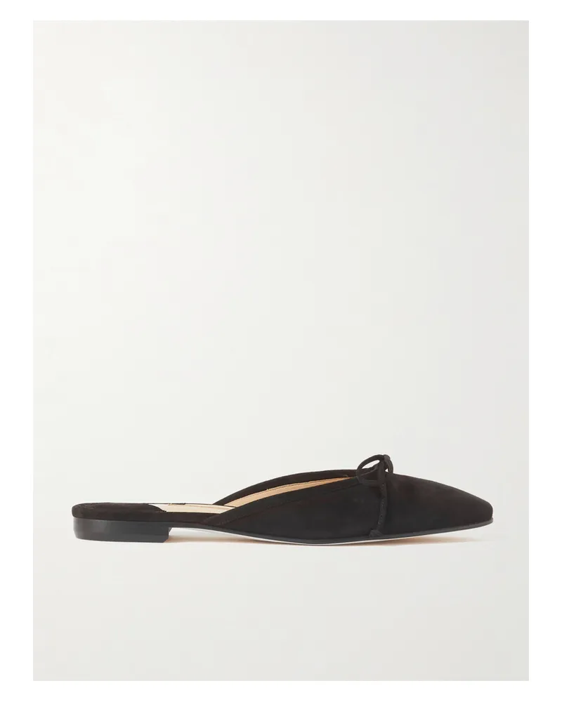 Manolo Blahnik Ballerimu Bow-detailed Suede Mules - Black Black