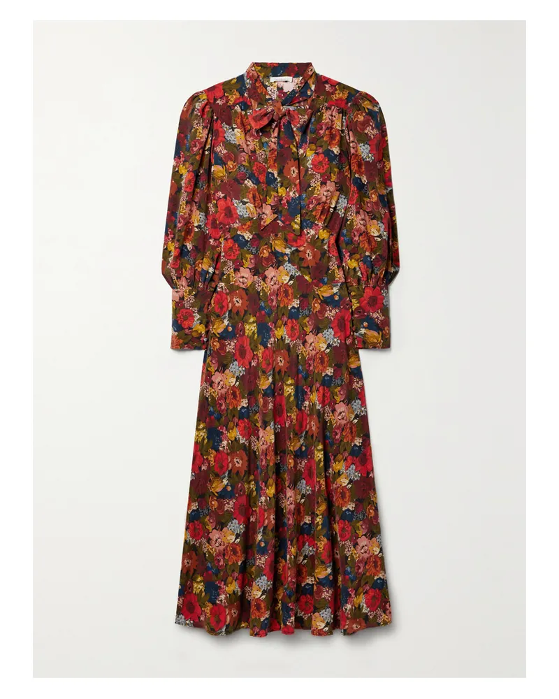 DÔEN Blossom Maxikleid Aus Seiden-crêpe Mit Schluppe Und Blumenprint - Mehrfarbig Mehrfarbig
