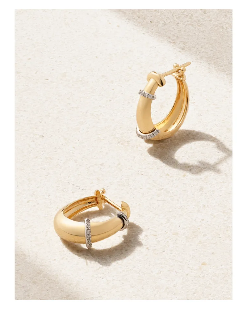 L’Atelier Nawbar The Buoy Creolen Aus 18 Karat Gelbgold Und Rhodiniertem Weißgold Mit Diamanten Gold