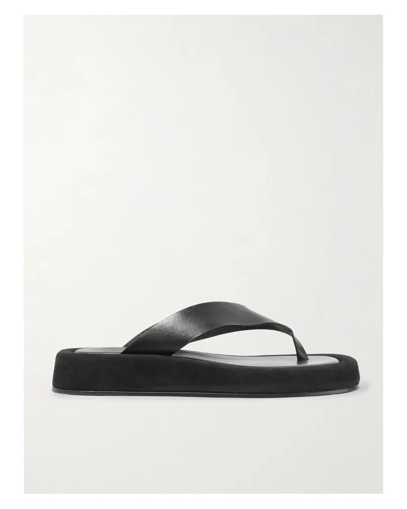 The Row Ginza Zehensandalen Aus Leder Und Veloursleder Mit Plateau - Schwarz Schwarz