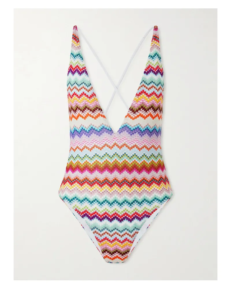 Missoni Mare Striped Metallic Crochet-knit Swimsuit - Multi Multi