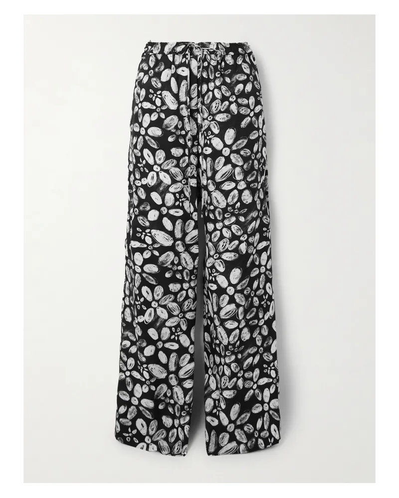 Marni Hose Mit Geradem Bein Aus Bedrucktem Crêpe - Schwarz Schwarz