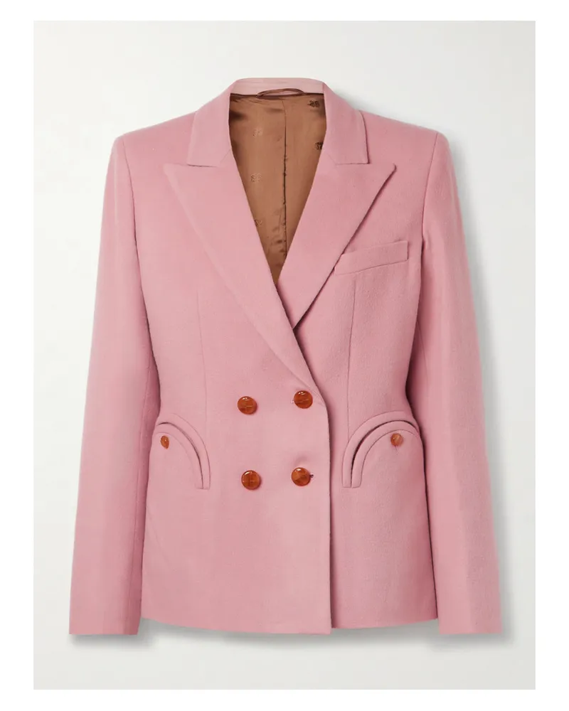 Blazé Milano Charmer Doppelreihiger Blazer Aus Filz Aus Einer Woll-kaschmirmischung - Pink Pink