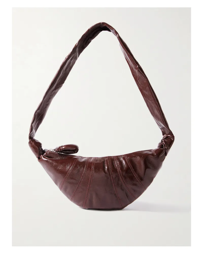 Christophe Lemaire Croissant Small Paneled Coated-canvas Shoulder Bag - Brown Brown