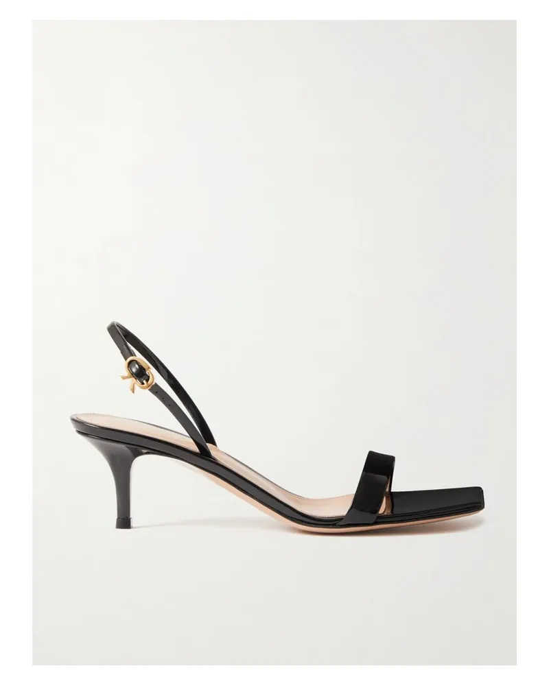 Gianvito Rossi Ribbon 55 Slingback-sandalen Aus Glanzleder - Schwarz Schwarz