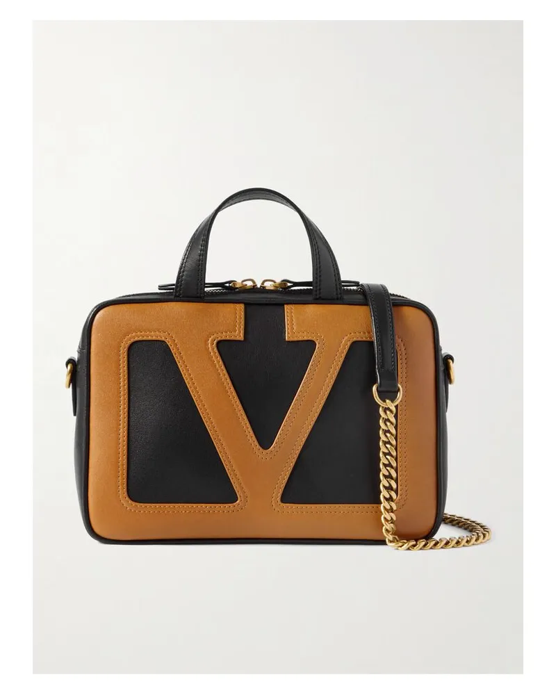 Valentino Garavani Viva Superstar Kleine Zweifarbige Schultertasche Aus Leder - Schwarz Schwarz