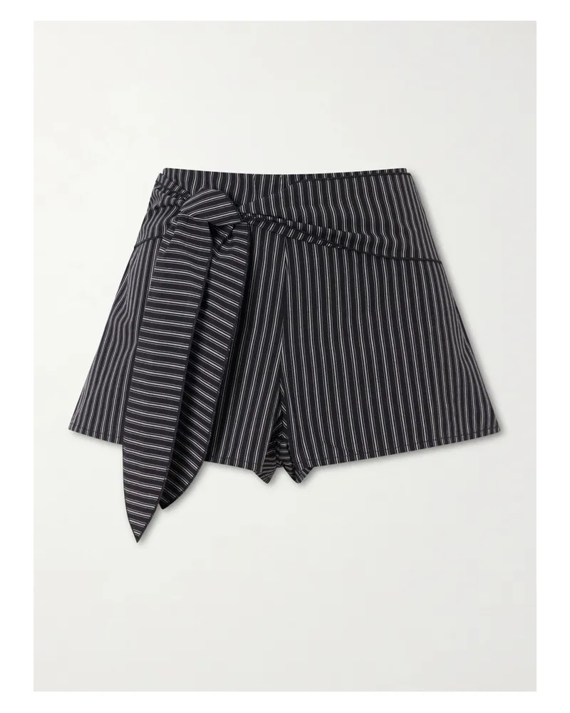 Deiji Studios Belted Striped Organic Cotton Shorts - Gray Gray