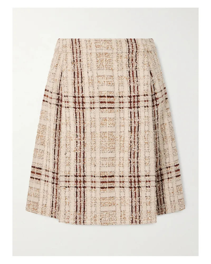 Loro Piana Stefanie Minirock Aus Kariertem Tweed Aus Einer Wollmischung Mit Falten - Creme Creme