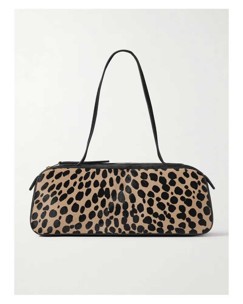 KHAITE Simona Leather-trimmed Leopard-print Calf Hair Shoulder Bag - Animal print Animal