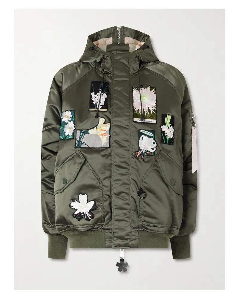 Cecilie Bahnsen Alpha Industries N-2b Hooded Appliquéd Padded Shell Bomber Jacket - Green Green