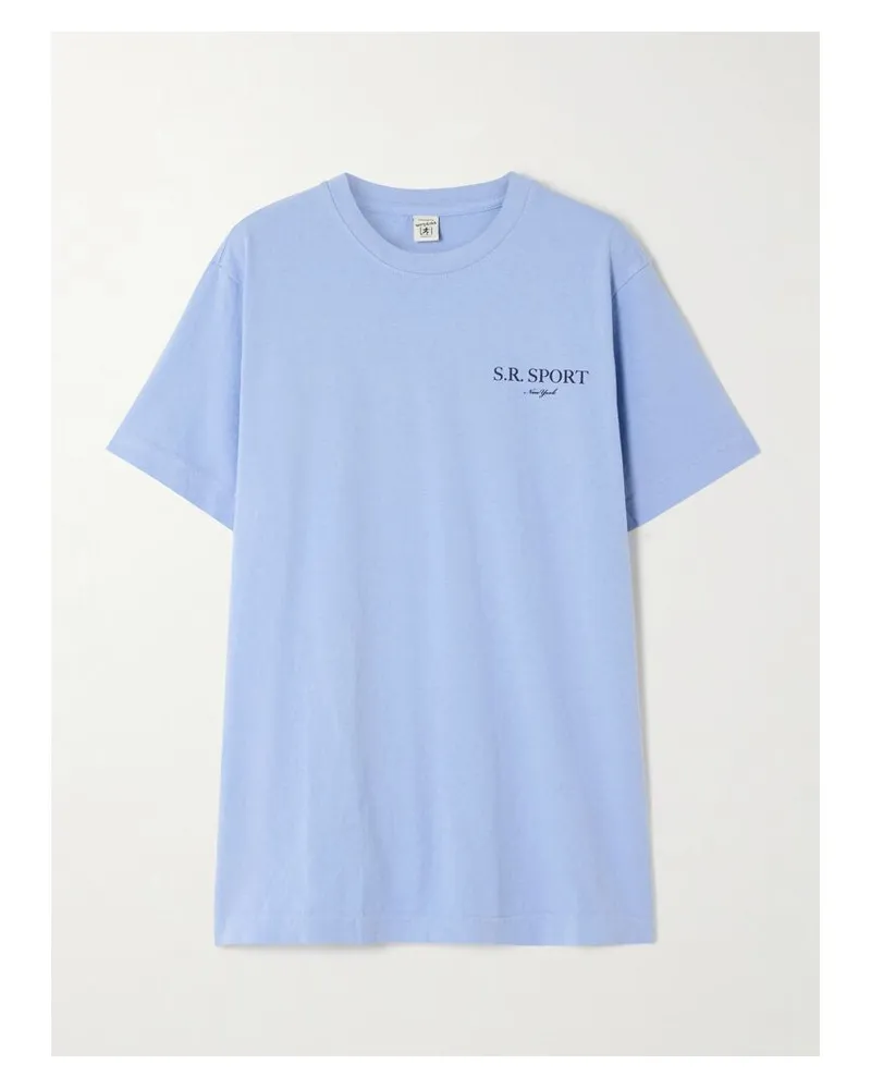 SPORTY & RICH Wimbledon T-shirt Aus Baumwoll-jersey Mit Print - Blau Blau