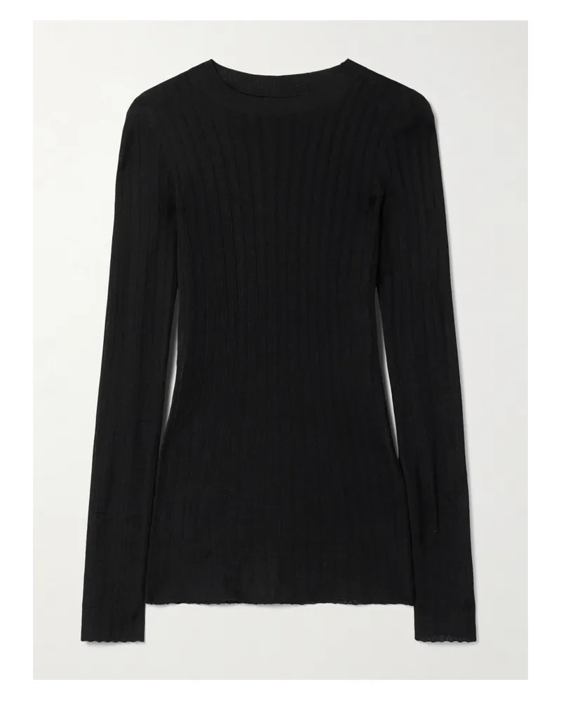 KHAITE Elm Ribbed Silk And Wool-blend Top - Black Black