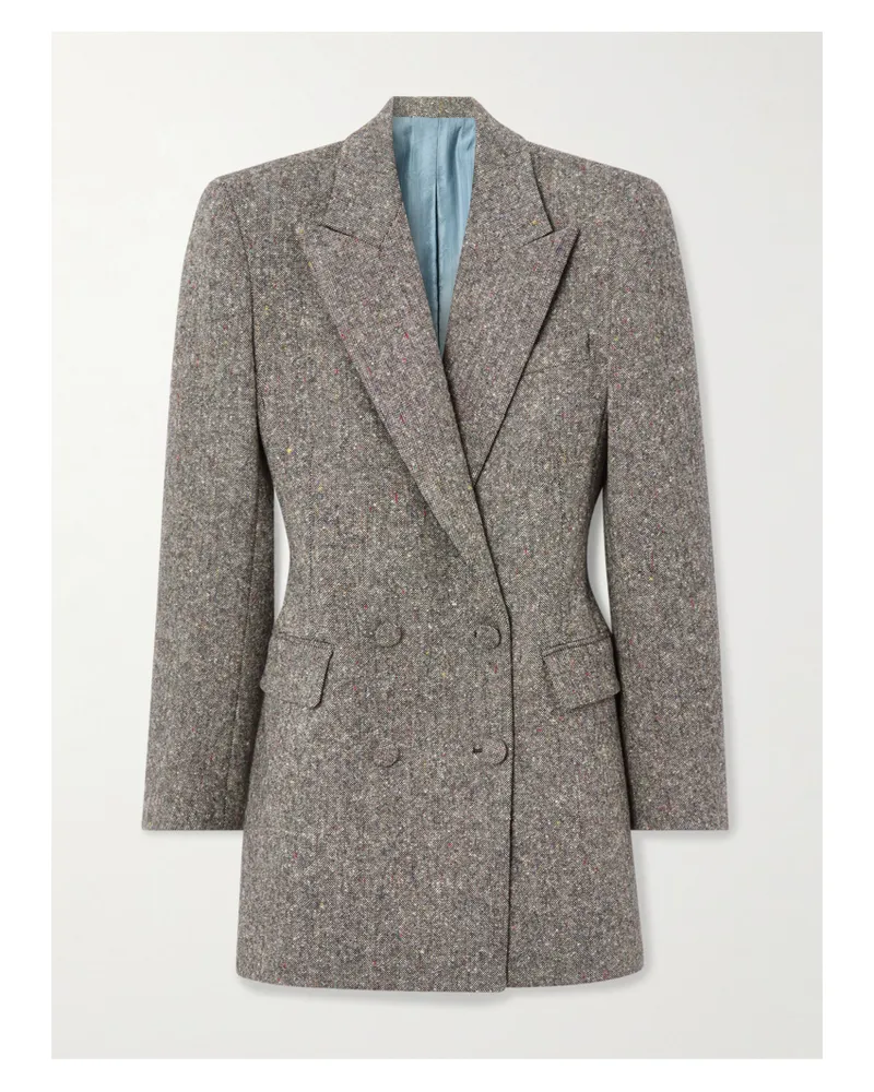 Valentino Garavani Doppelreihiger Blazer Aus Tweed Aus Einer Wollmischung - Grau Grau