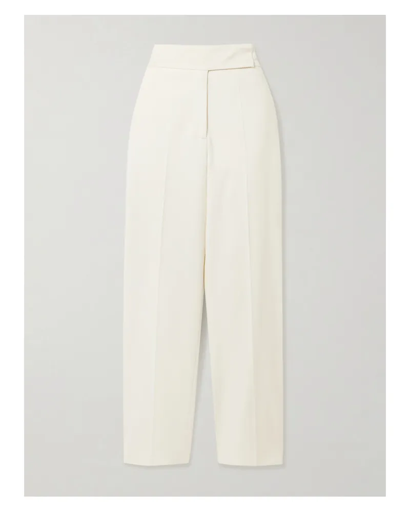 Joseph Aix Satin-trimmed Crepe Tapered Pants - Cream Cream