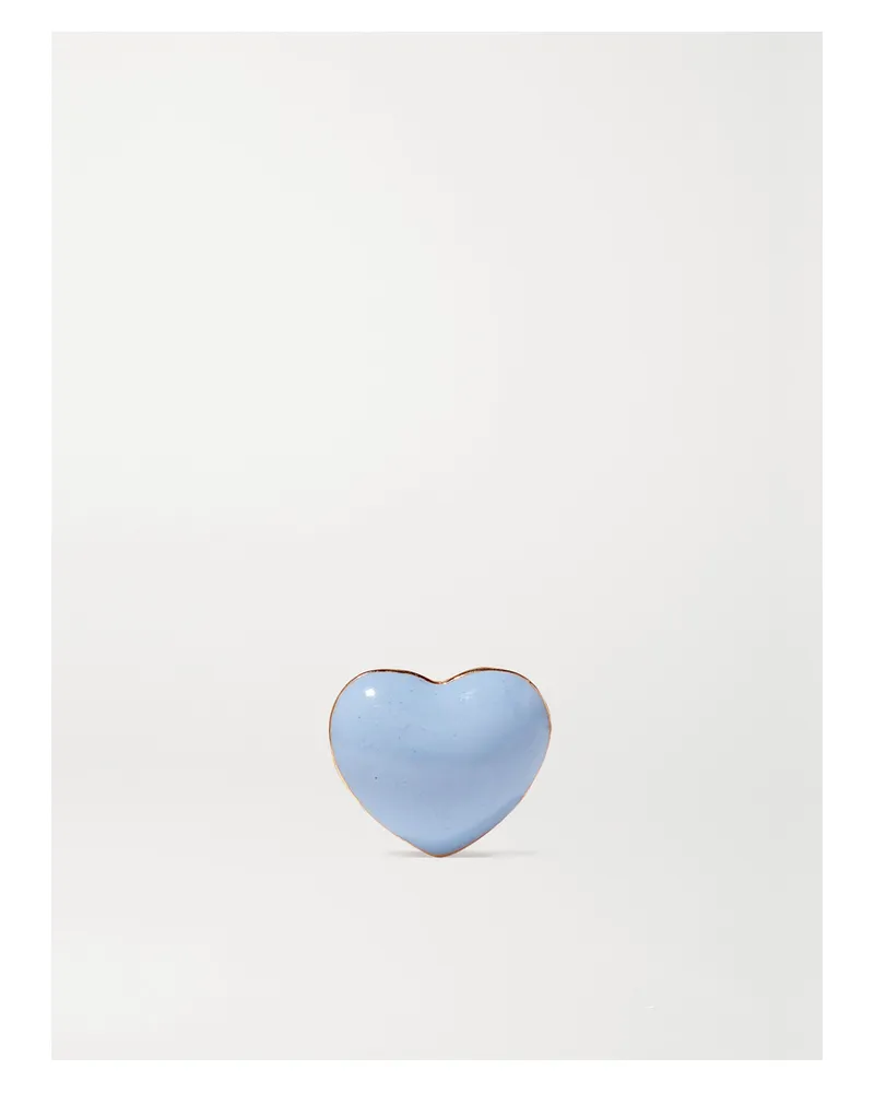 Alison Lou Mini Puffy Heart Ohrstecker Aus 14 Karat Gold Mit Emaille - Blau Blau