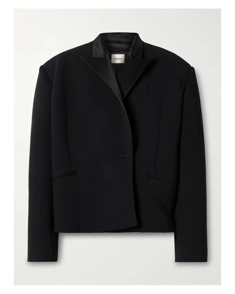 KHAITE Comair Cropped Satin-trimmed Crepe Blazer - Black Black