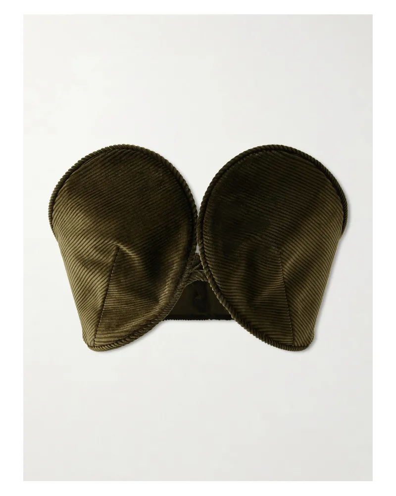 Jean Paul Gaultier Cotton-corduroy Bandeau Top - Green Green