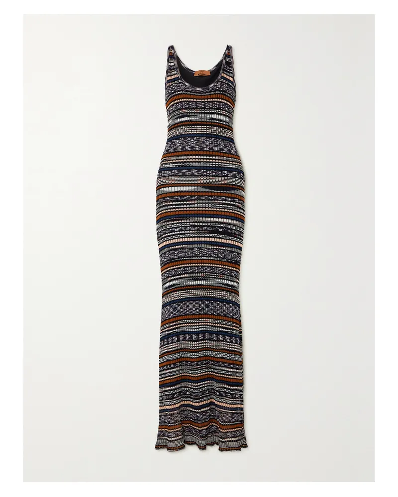 Missoni Maxikleid Aus Gestreiftem Häkelstrick - Mehrfarbig Mehrfarbig