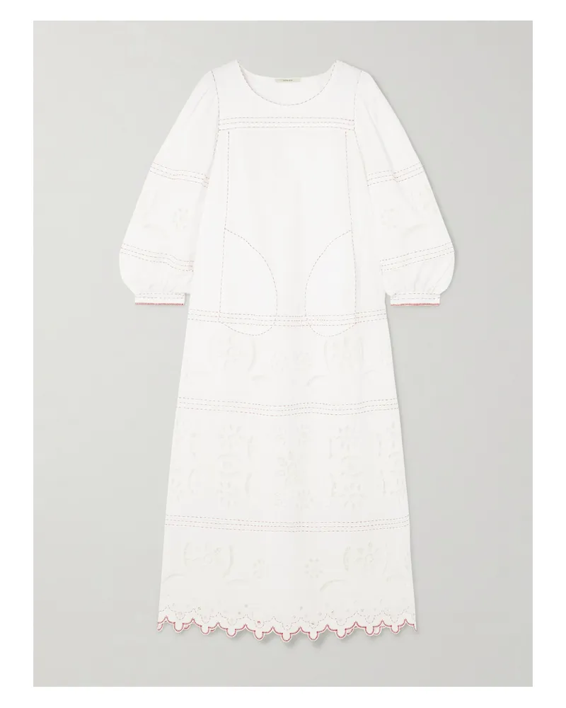 VITA KIN Balthazar Scalloped Pintucked Broderie Anglaise Cotton-batiste Midi Dress - White White