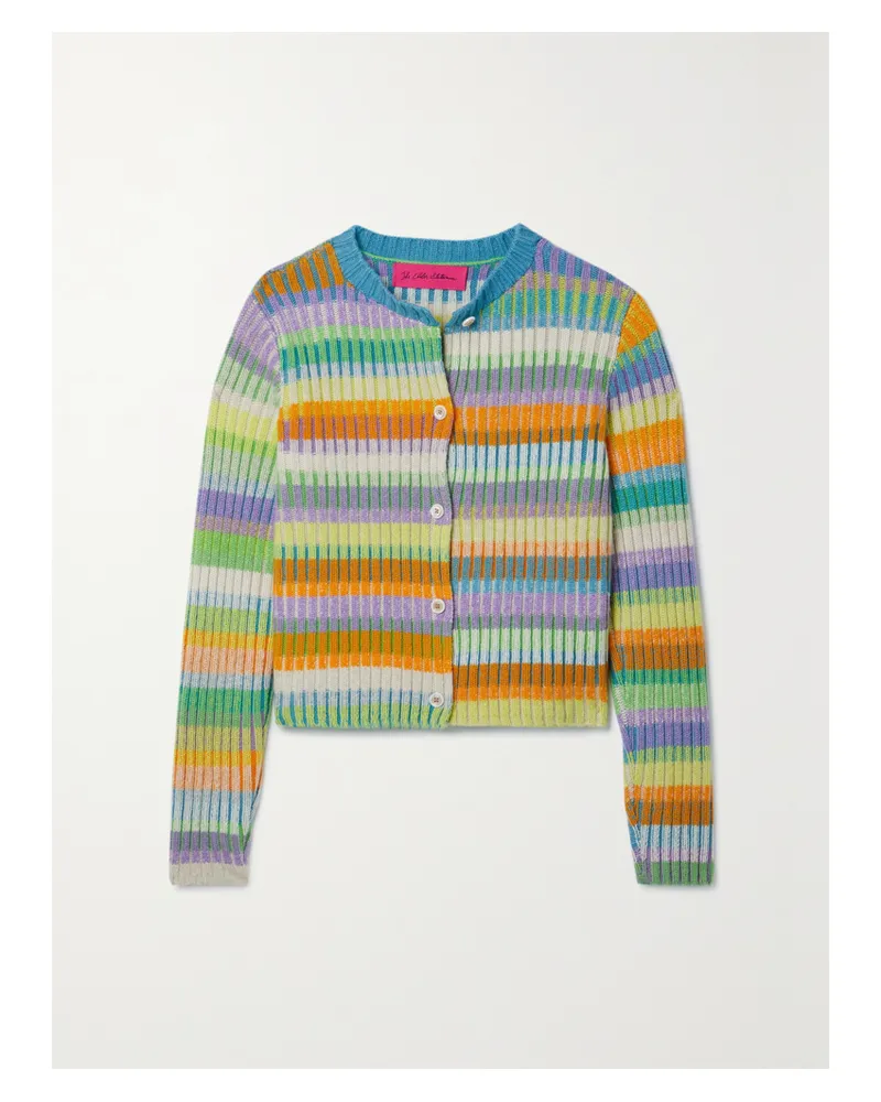 The Elder Statesman Cardigan Aus Geripptem Kaschmir Mit Streifen - Orange Orange