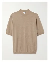 Bottega Veneta Kurzärmeliger Kaschmirpullover Braun