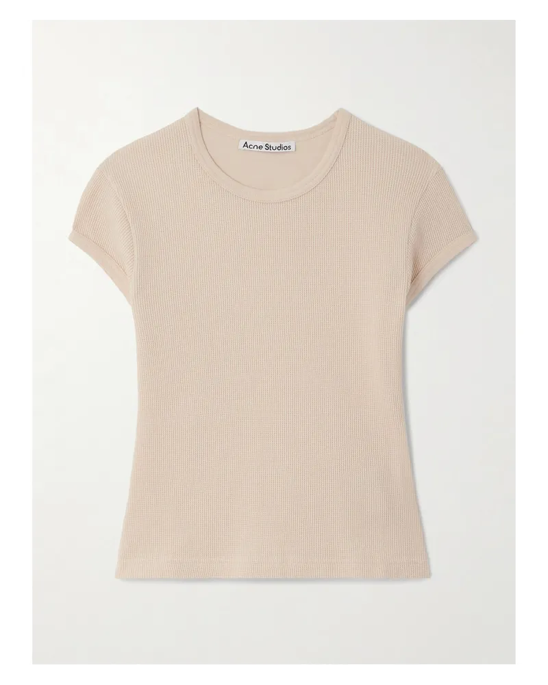 Acne Studios Verkürztes T-shirt aus Baumwolle in Waffelstrick Pink