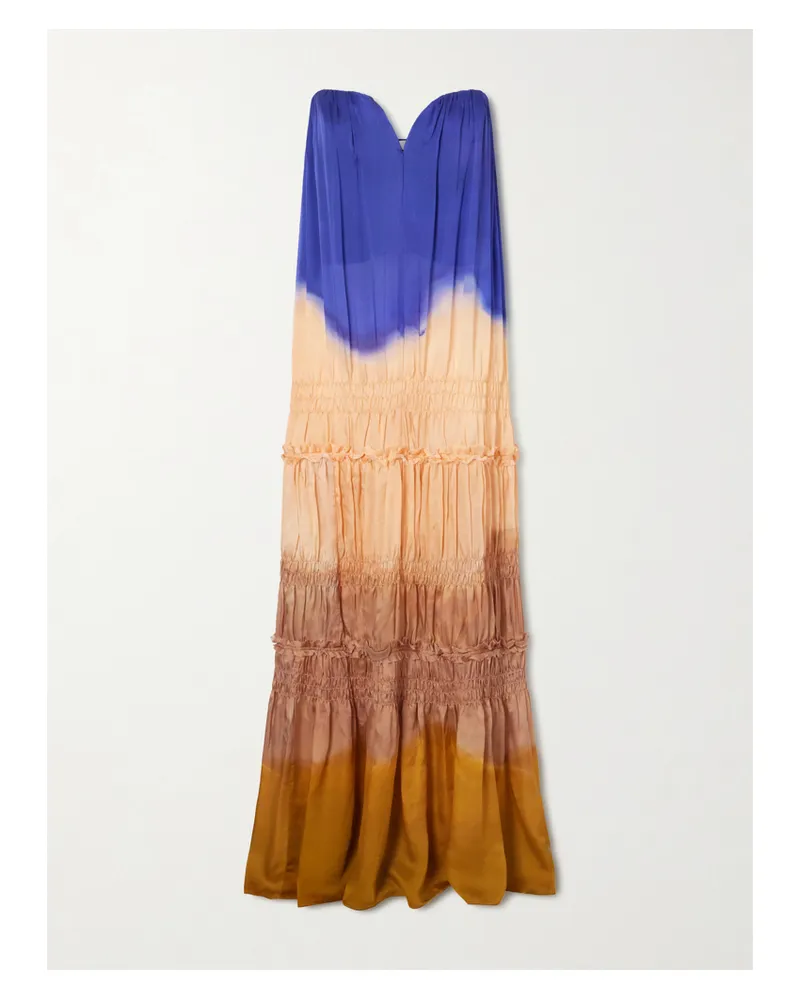 Ulla Johnson Veil Strapless Tiered Silk-satin Gown - Multi Multi