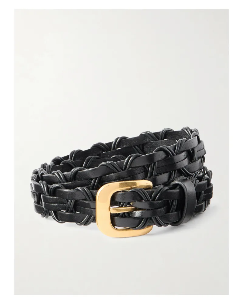 The Row Cord Woven Leather Belt - Black Black