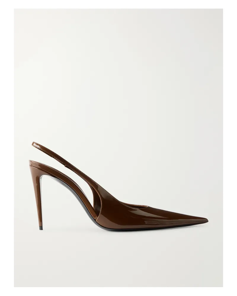 Saint Laurent Guermanted Leather Slingback Pumps - Brown Brown