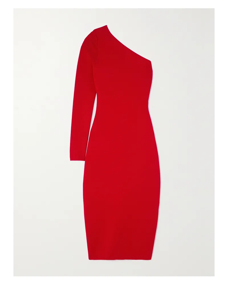 Victoria Beckham Vb Body Asymmetrisches Midikleid Aus Stretch-strick - Rot Rot