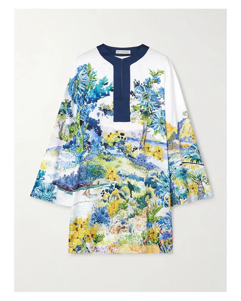 Mary Katrantzou Elsa Kaftan Aus Bedrucktem Twill Mit Blumenprint - Blau Blau