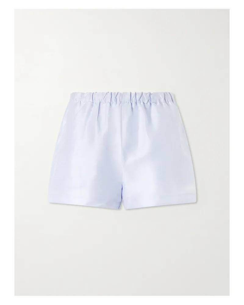 Cult Gaia Mori Linen And Silk-blend Satin Shorts - Blue Blue