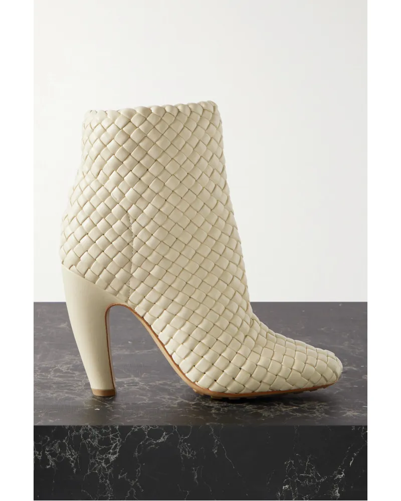 Bottega Veneta Mini Lido Anke Boots aus Intrecciato-leder Creme