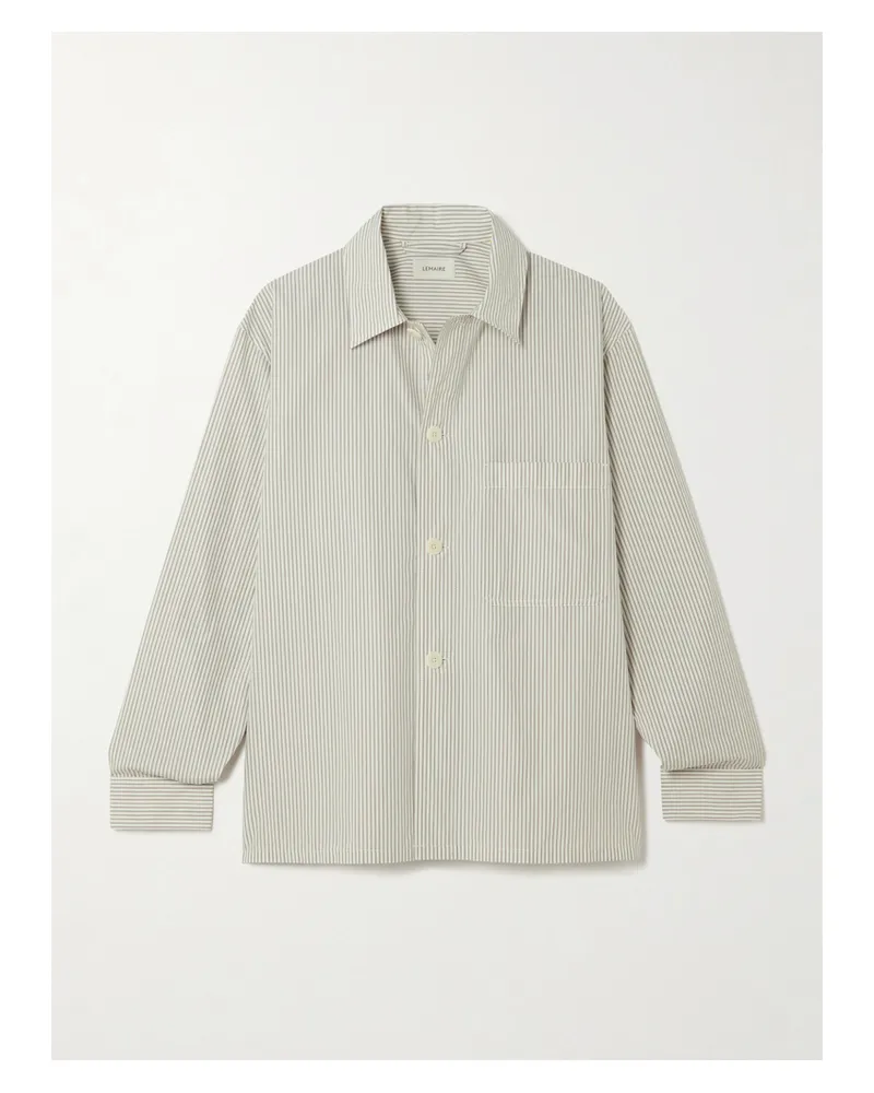 Christophe Lemaire Pyjama Hemd Aus Gestreifter Baumwollpopeline - Weiß Weiß